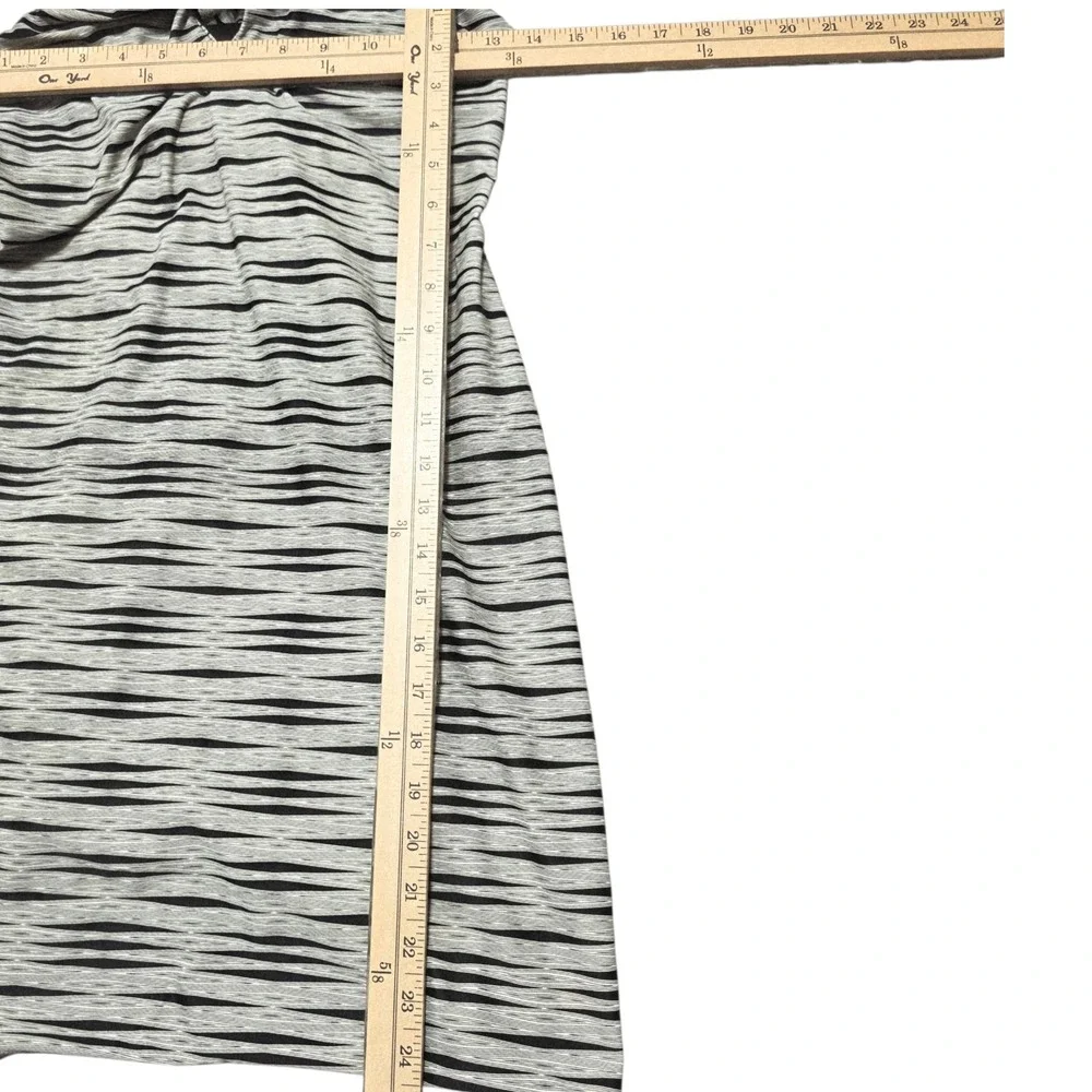 ATHLETA Dress XS Halter Top Gray Black Striped Sleeveless Casual Mini Swim Dress